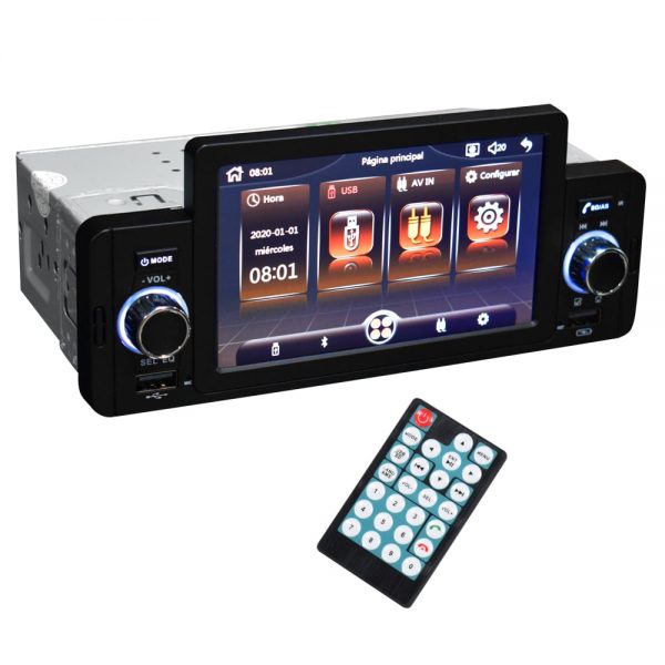 1 Din Car Radio Bluetooth Autoradio 4.1 pulgadas de pantalla táctil  Reproductor de mp5 Soporte Micrófono y Ca trasero